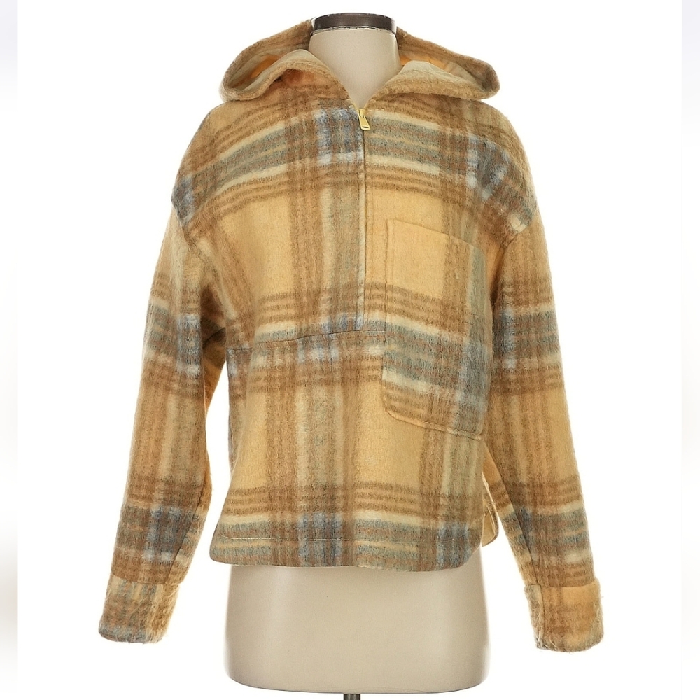 Zara Plaid Hoodie in Brown and Tan